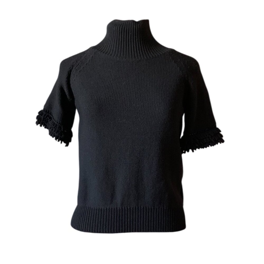 VALENTINO RED - Black Turtleneck Sweater short sleeves - Large
